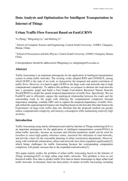 Urban Traffic Flow Forecast Based on FastGCRNN
