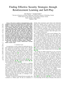 Finding Effective Security Strategies through Reinforcement Learning and
  Self-Play