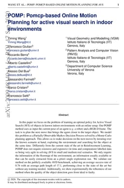 POMP: Pomcp-based Online Motion Planning for active visual search in
  indoor environments