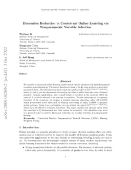 Dimension Reduction in Contextual Online Learning via Nonparametric
  Variable Selection