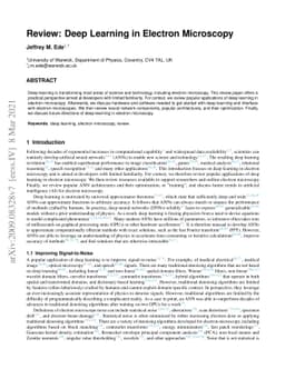 Review: Deep Learning in Electron Microscopy