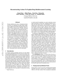 Reconstructing Actions To Explain Deep Reinforcement Learning