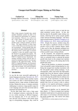 Unsupervised Parallel Corpus Mining on Web Data