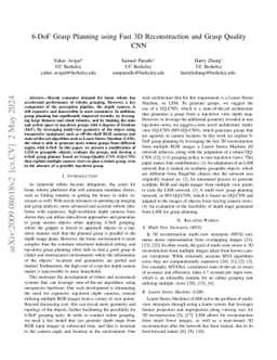 6-DoF Grasp Planning using Fast 3D Reconstruction and Grasp Quality CNN
