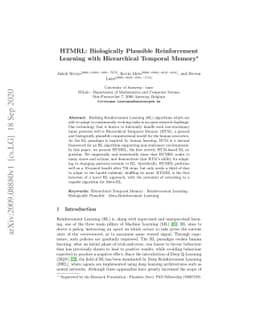 HTMRL: Biologically Plausible Reinforcement Learning with Hierarchical
  Temporal Memory