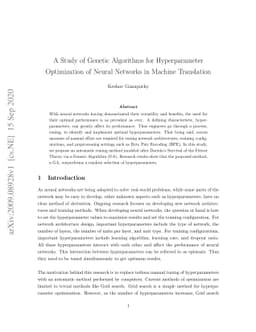 A Study of Genetic Algorithms for Hyperparameter Optimization of Neural
  Networks in Machine Translation