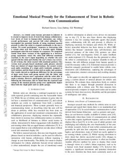 Emotional Musical Prosody for the Enhancement of Trust in Robotic Arm
  Communication