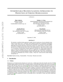 Interpretable Machine Learning Approaches to Prediction of Chronic
  Homelessness