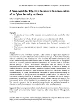 A framework for effective corporate communication after cyber security
  incidents