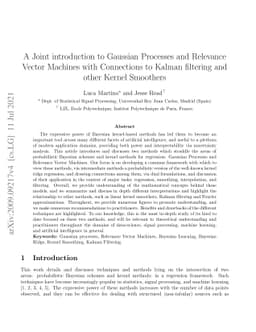 A Joint introduction to Gaussian Processes and Relevance Vector Machines
  with Connections to Kalman filtering and other Kernel Smoothers