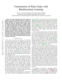 Construction of Polar Codes with Reinforcement Learning