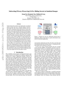 Subverting Privacy-Preserving GANs: Hiding Secrets in Sanitized Images
