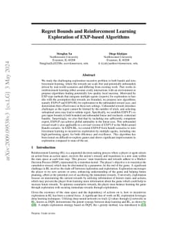 Regret Bounds and Reinforcement Learning Exploration of EXP-based
  Algorithms