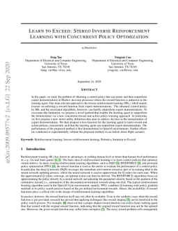 Learn to Exceed: Stereo Inverse Reinforcement Learning with Concurrent
  Policy Optimization