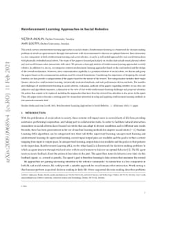 Reinforcement Learning Approaches in Social Robotics