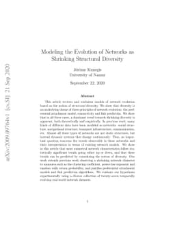 Modeling the Evolution of Networks as Shrinking Structural Diversity