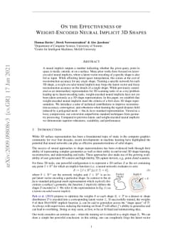 On the Effectiveness of Weight-Encoded Neural Implicit 3D Shapes