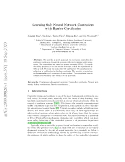 Learning Safe Neural Network Controllers with Barrier Certificates