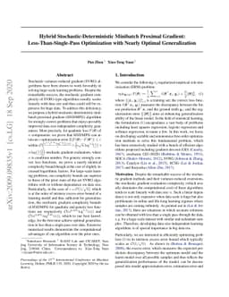 Hybrid Stochastic-Deterministic Minibatch Proximal Gradient:
  Less-Than-Single-Pass Optimization with Nearly Optimal Generalization