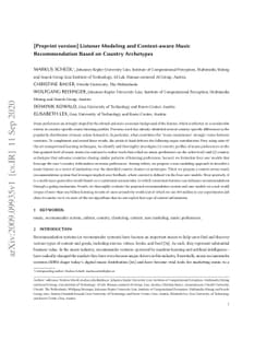 Listener Modeling and Context-aware Music Recommendation Based on
  Country Archetypes