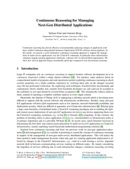 Continuous Reasoning for Managing Next-Gen Distributed Applications