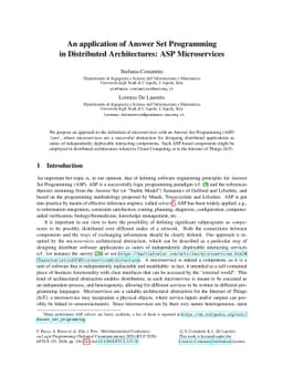 An application of Answer Set Programming in Distributed Architectures:
  ASP Microservices