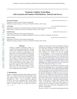 Stochastic Neighbor Embedding with Gaussian and Student-t Distributions:
  Tutorial and Survey