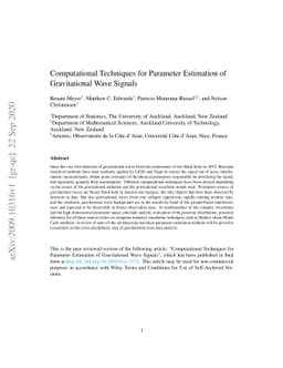 Computational Techniques for Parameter Estimation of Gravitational Wave
  Signals
