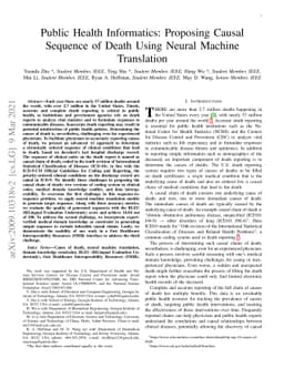 Public Health Informatics: Proposing Causal Sequence of Death Using
  Neural Machine Translation