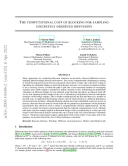 The computational cost of blocking for sampling discretely observed
  diffusions