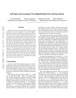 Self-Supervised Learning of Non-Rigid Residual Flow and Ego-Motion