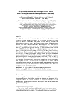 Early detection of the advanced persistent threat attack using
  performance analysis of deep learning