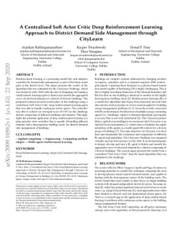 A Centralised Soft Actor Critic Deep Reinforcement Learning Approach to
  District Demand Side Management through CityLearn
