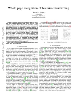 Whole page recognition of historical handwriting