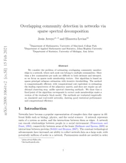 Overlapping community detection in networks via sparse spectral
  decomposition