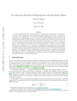 Asynchronous Distributed Optimization with Stochastic Delays