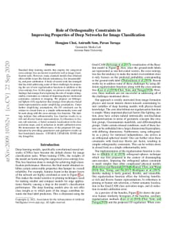 Role of Orthogonality Constraints in Improving Properties of Deep
  Networks for Image Classification