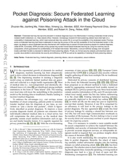 Pocket Diagnosis: Secure Federated Learning against Poisoning Attack in
  the Cloud