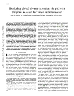 Exploring global diverse attention via pairwise temporal relation for
  video summarization