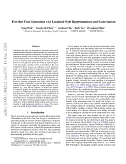 Few-shot Font Generation with Localized Style Representations and
  Factorization