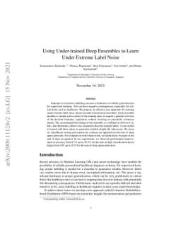 Using Under-trained Deep Ensembles to Learn Under Extreme Label Noise