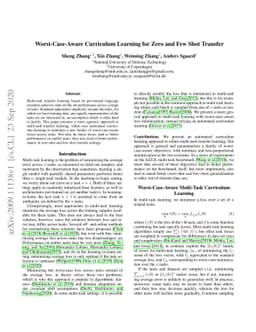 Worst-Case-Aware Curriculum Learning for Zero and Few Shot Transfer