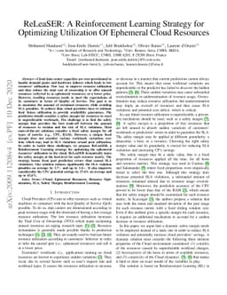 ReLeaSER: A Reinforcement Learning Strategy for Optimizing Utilization
  Of Ephemeral Cloud Resources