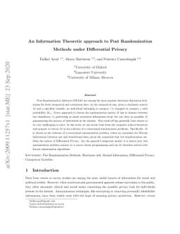 An Information Theoretic approach to Post Randomization Methods under
  Differential Privacy