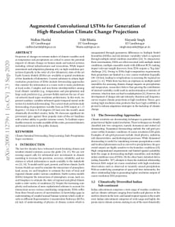Augmented Convolutional LSTMs for Generation of High-Resolution Climate
  Change Projections