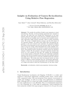 Insights on Evaluation of Camera Re-localization Using Relative Pose
  Regression
