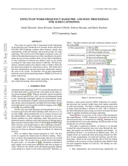 Effects of Word-frequency based Pre- and Post- Processings for Audio
  Captioning