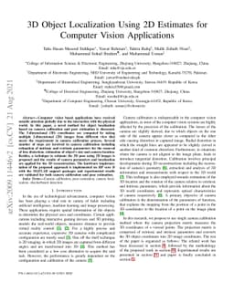3D Object Localization Using 2D Estimates for Computer Vision
  Applications