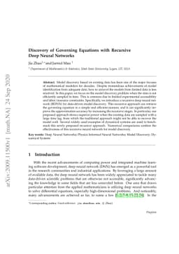 Discovery of Governing Equations with Recursive Deep Neural Networks