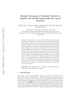 Transfer Learning by Cascaded Network to identify and classify lung
  nodules for cancer detection